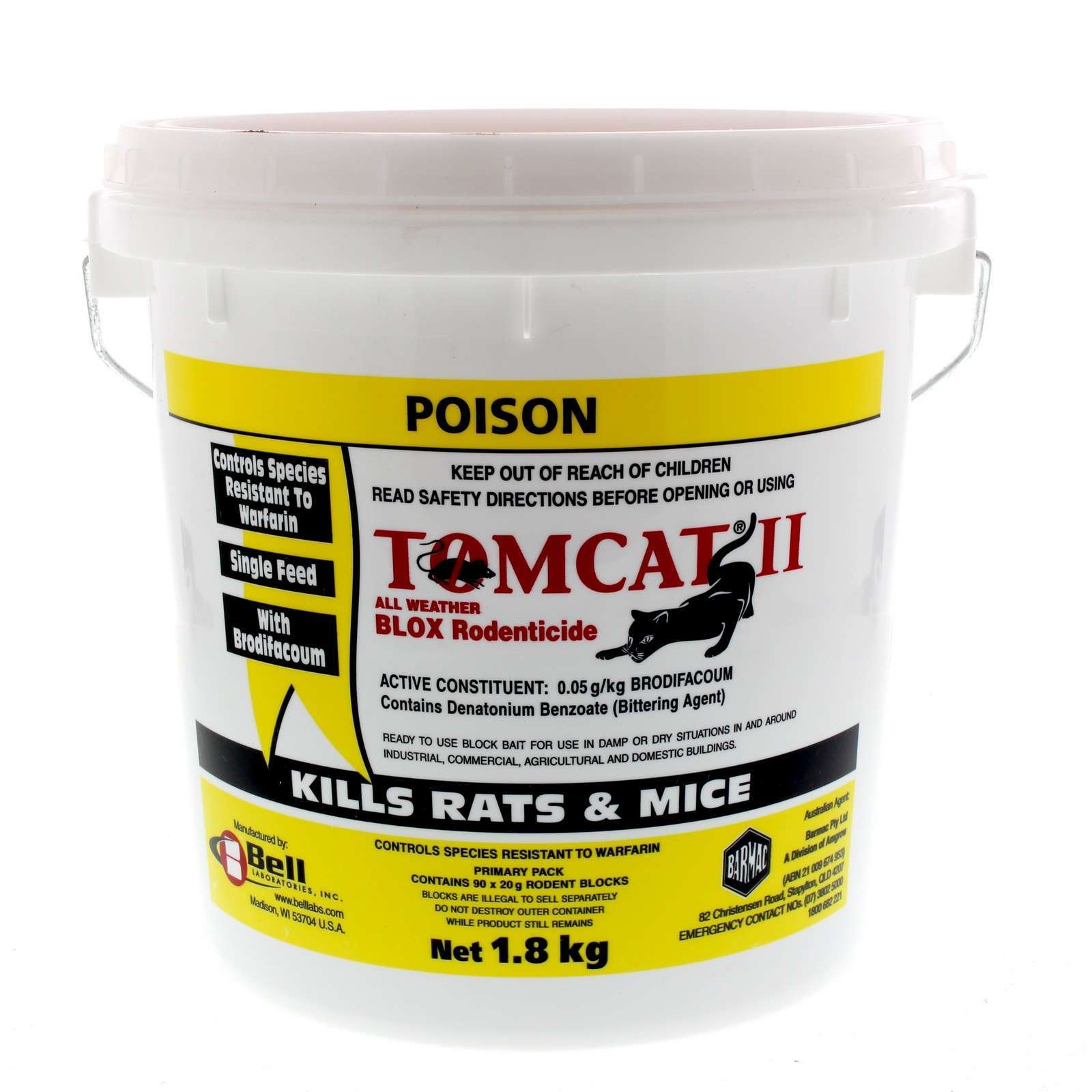 Bell Labs Tomcat II Rat Blox All Weather Rodenticide Brodifacoum 1.8kg