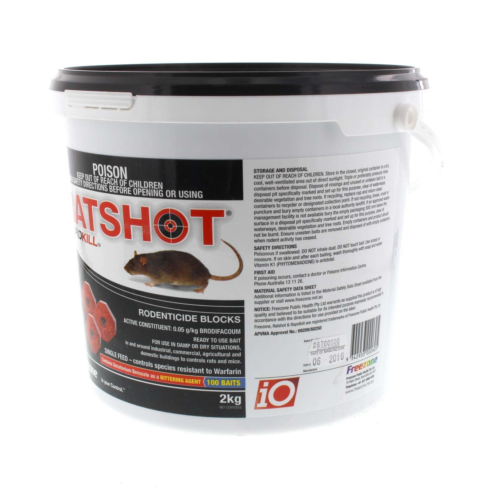 Rat Shot Bait Ratshot Rapid Kill Red Block Damp or Dry Use Brodifacoum