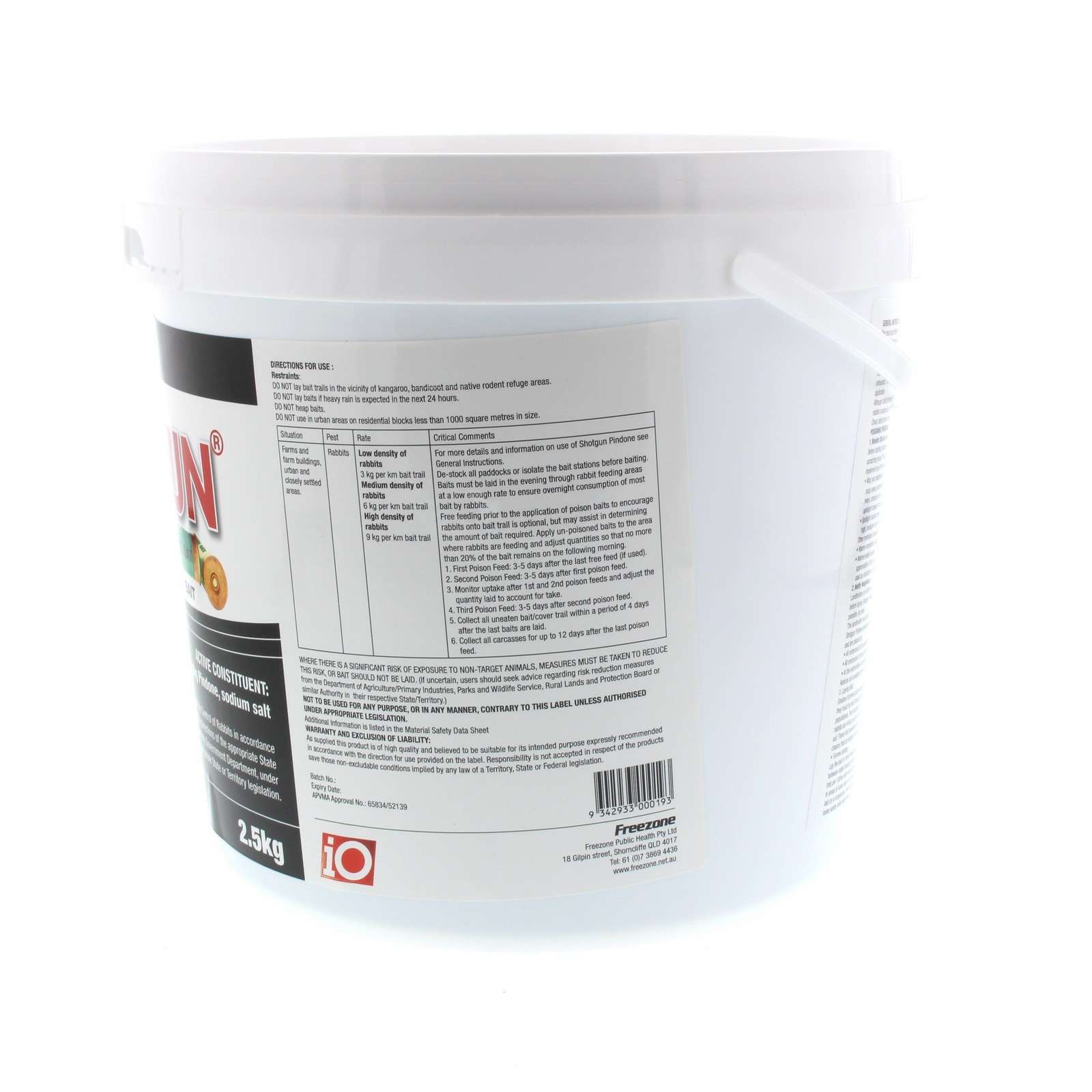 Shotgun Pindone Rabbit Bait Oatbait Freezone 2.5kg Anticoagulant Oat