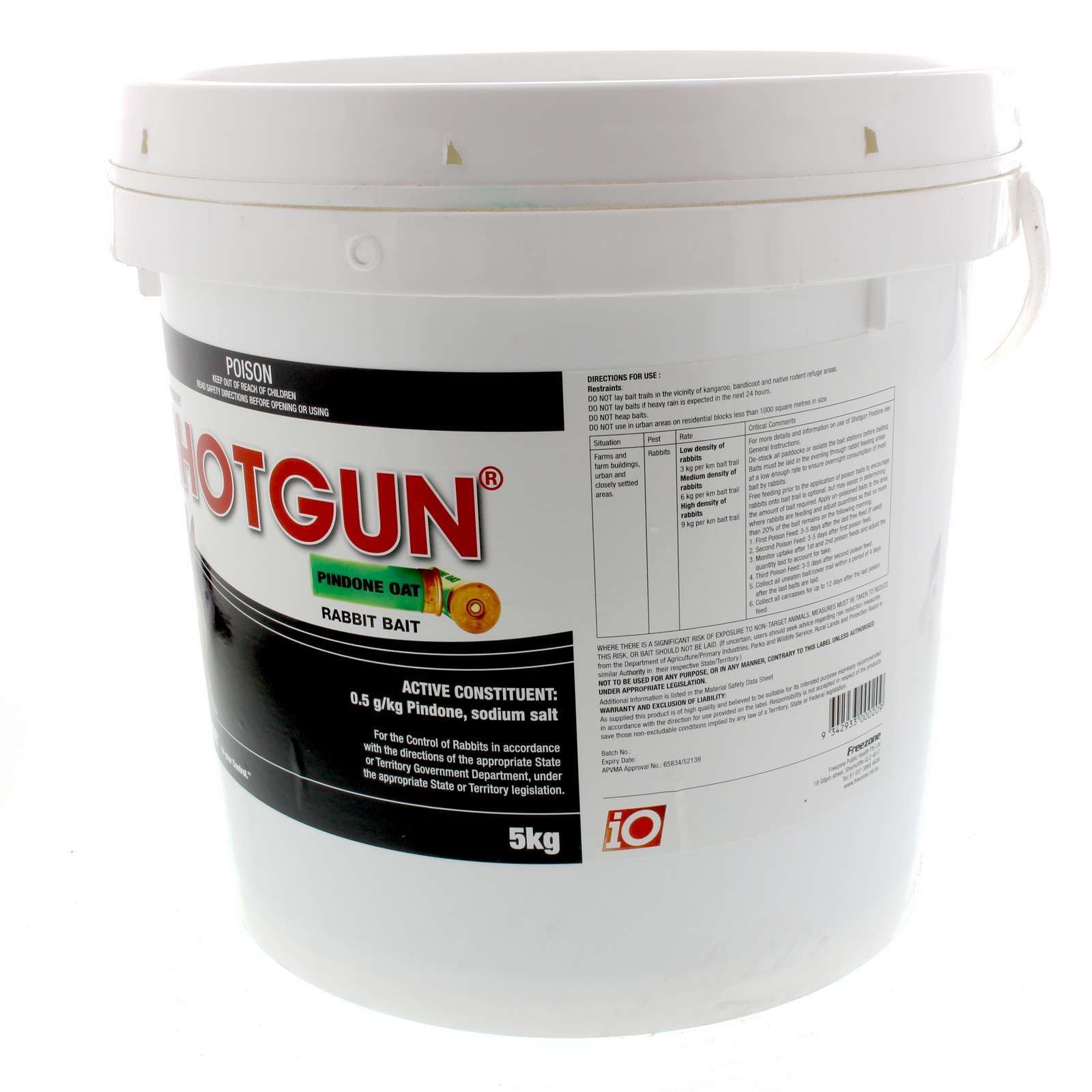 Shotgun Pindone Oat Rabbit Bait Oatbait Freezone 5kg Rodent Oat Control