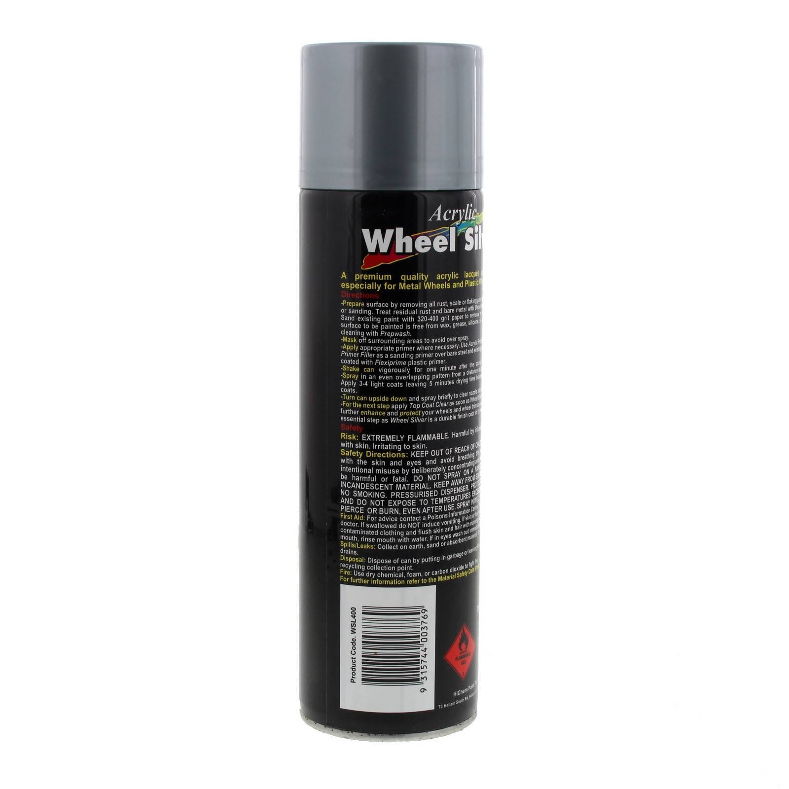 Wheel Silver Acrylic Spray Paint Can 400g Motospray Metallic Finish