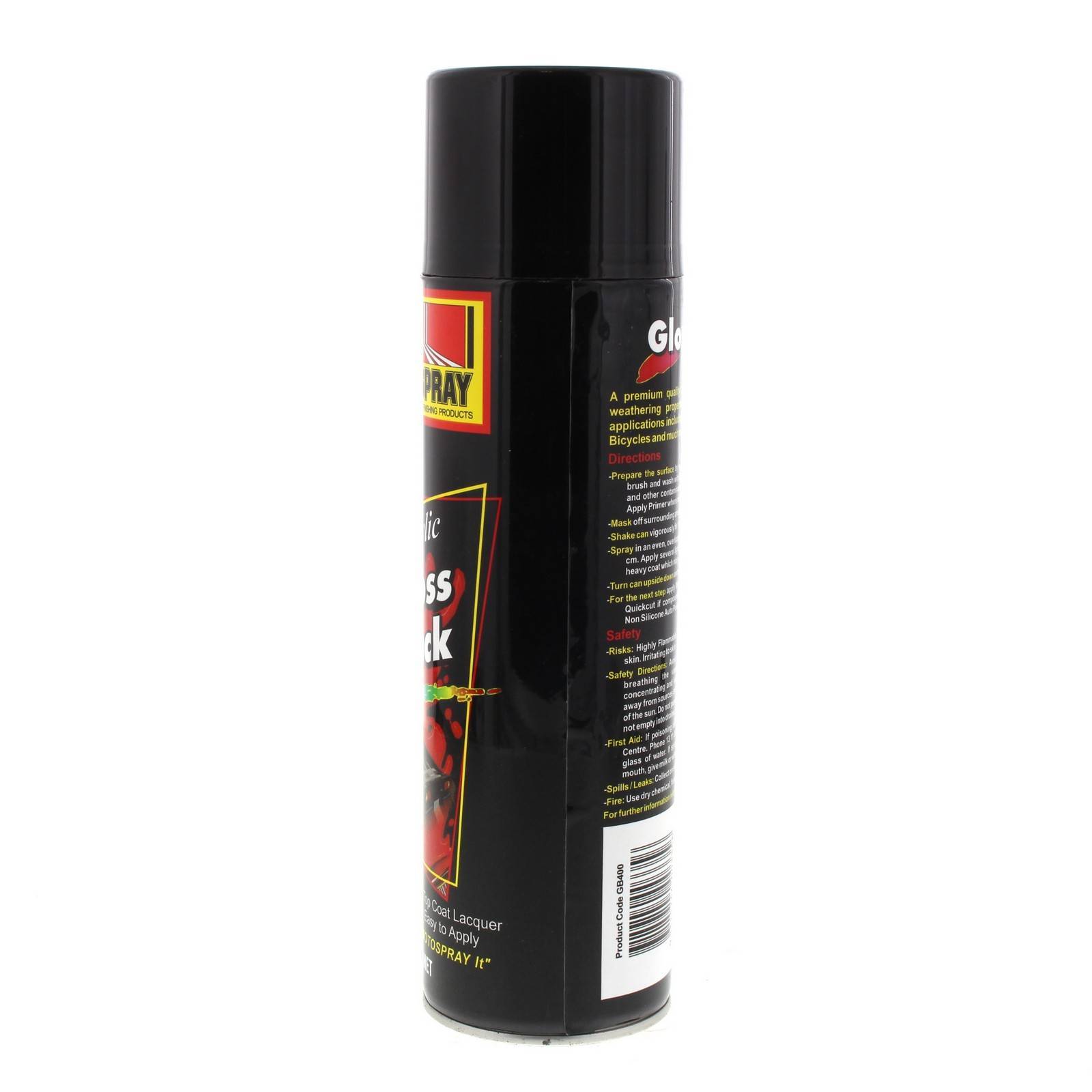 Gloss Black Spray Paint Can 400g Motospray Automotive Acrylic Lacquer 3