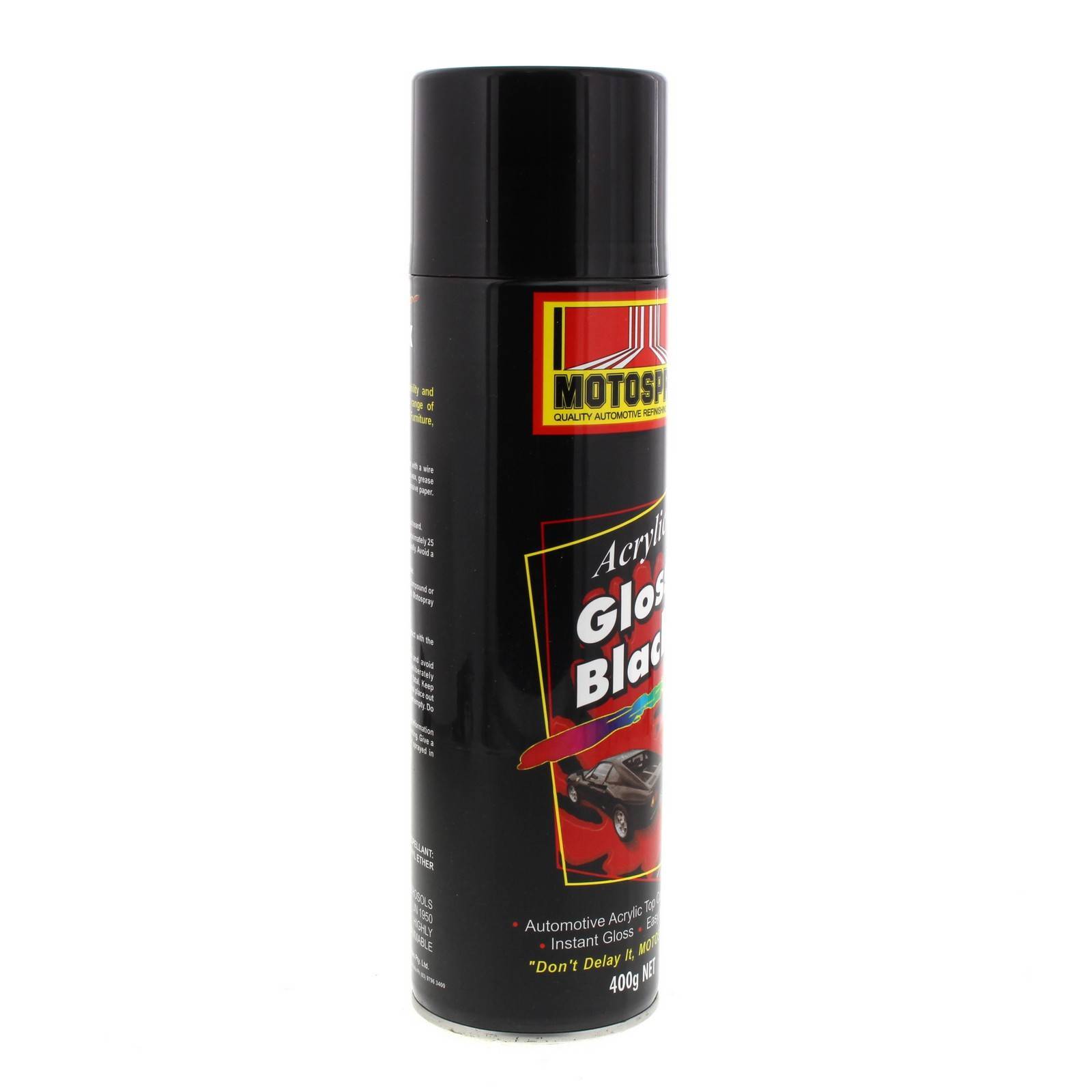 Gloss Black Spray Paint Can 400g Motospray Automotive Acrylic Lacquer 3