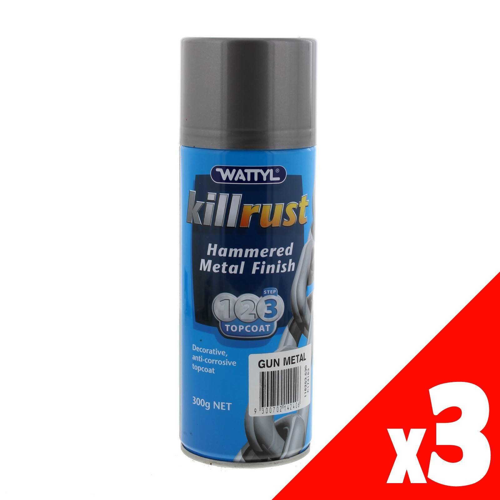 Killrust Hammered Finish Gun Metal Spray Paint Can 300g Wattyl Anti