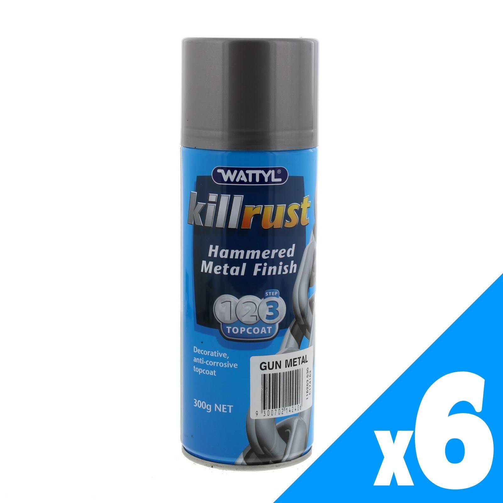 Killrust Hammered Finish Gun Metal Spray Paint Can 300g Wattyl Anti