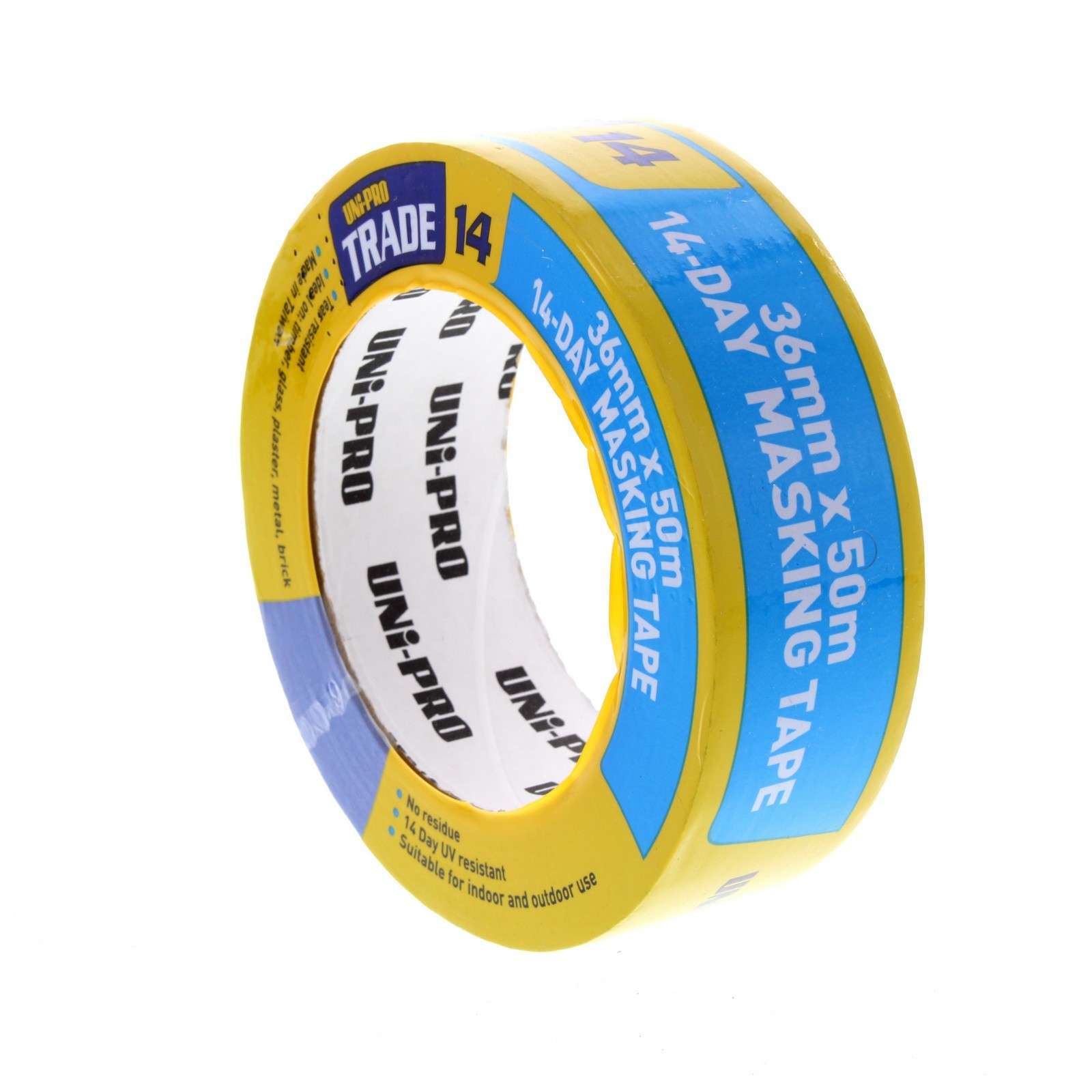 Blue Masking Tape 36mm x 50m 14 Day UV Resistant No Residue Unipro eBay