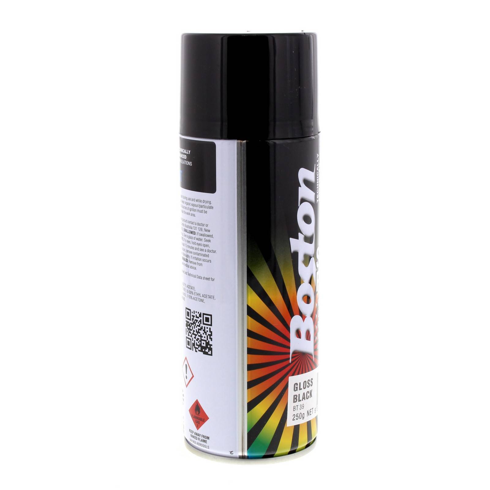 Gloss Black Spray Paint Can 250g Boston Quick Drying Rust Prevention 3