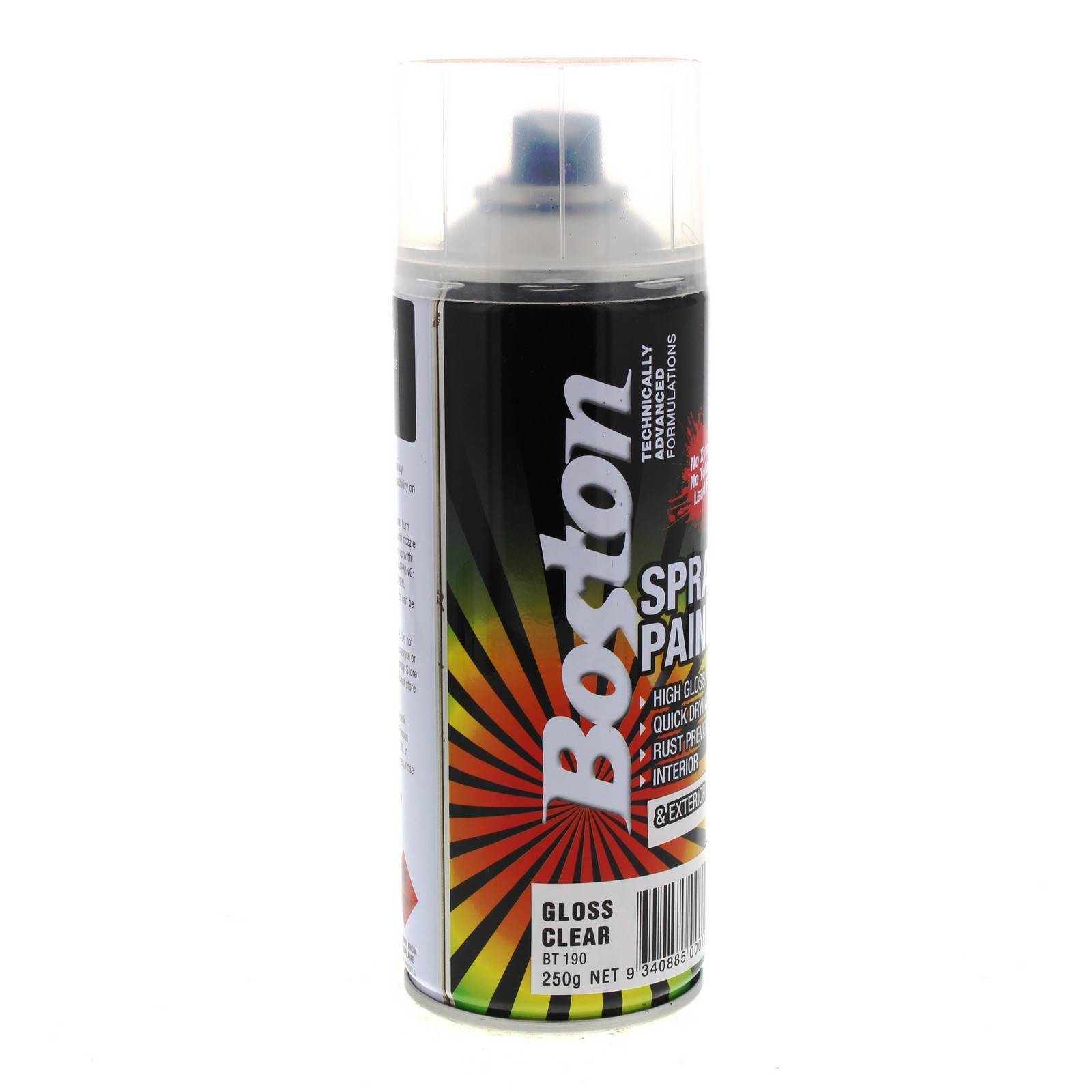Clear Gloss Spray Paint Can 250g Boston Quick Drying Rust Prevention 3