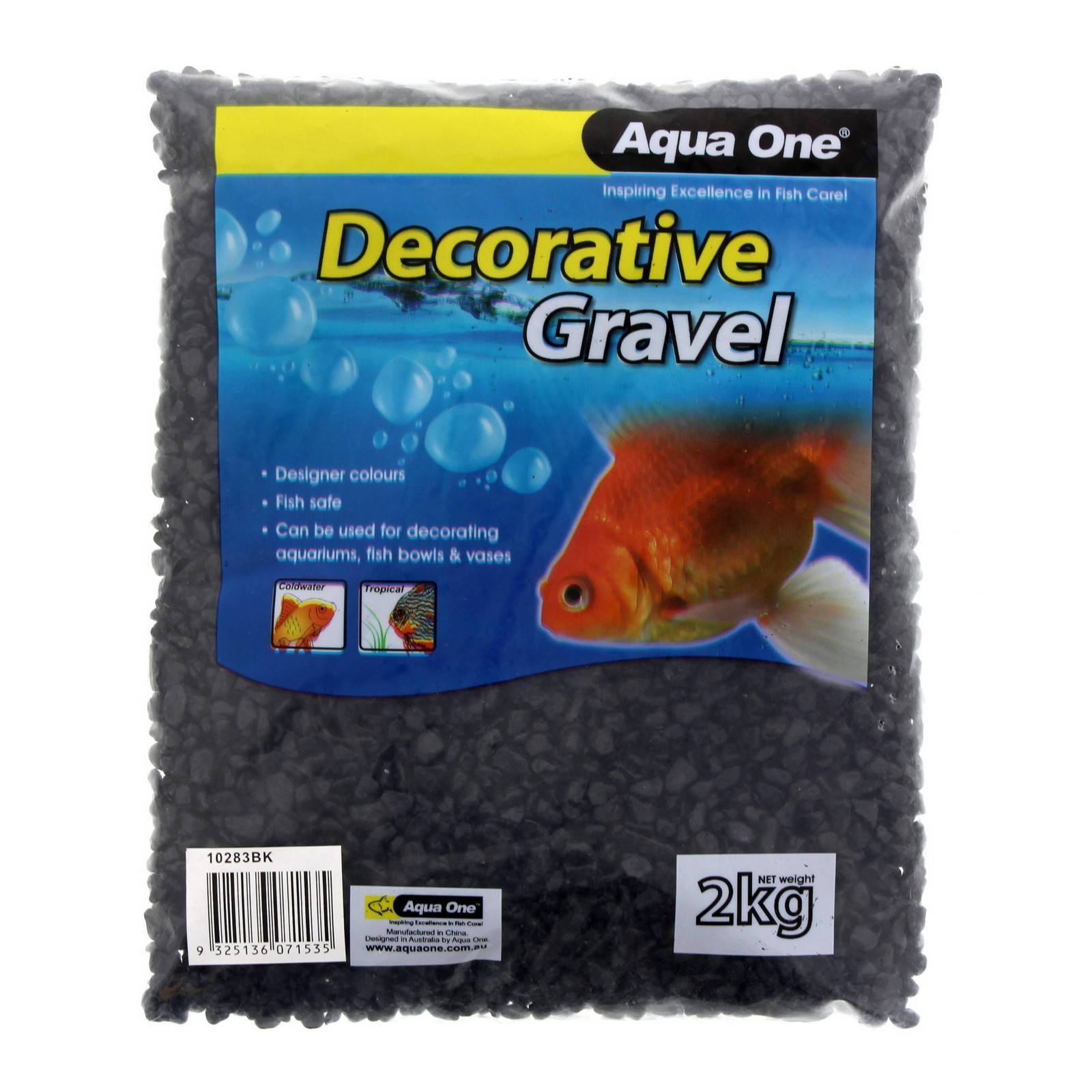 Aquarium Decorative Gravel Black 7mm 2kg Fish Tank Pebbles 10283BK Aqua