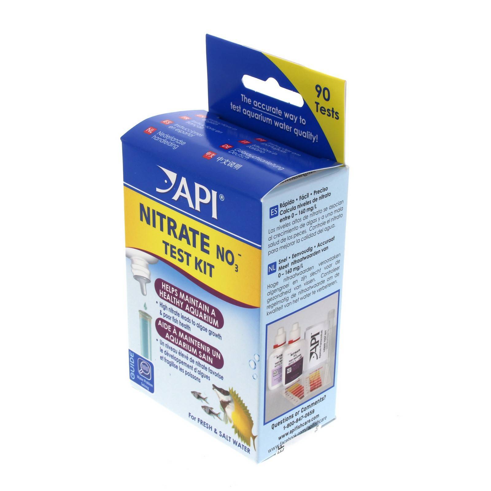 Nitrate Test Kit Fresh or Saltwater Aquarium Fish Tank API Contains 90
