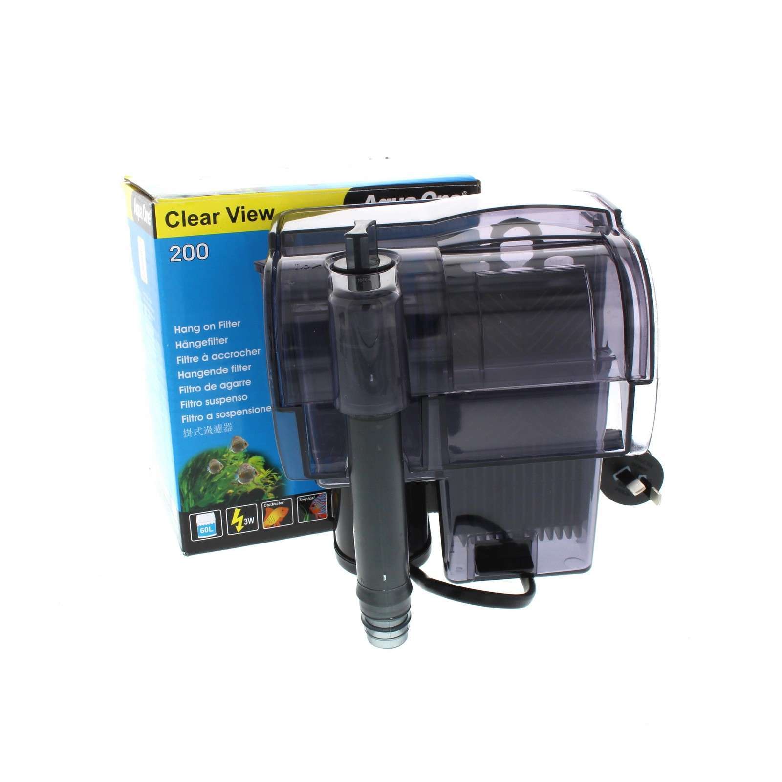 200 Clearview Hang On Filter 190 L/Hr 29059 Fish Tank Aquarium Aqua One