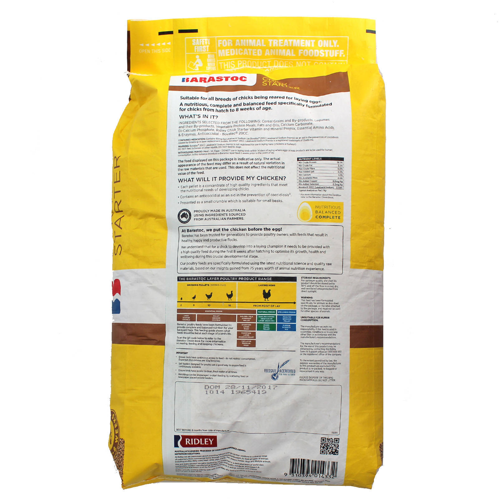 Pullet Starter Crumbles 20kg Barastoc Chicken Food Premium Quality High