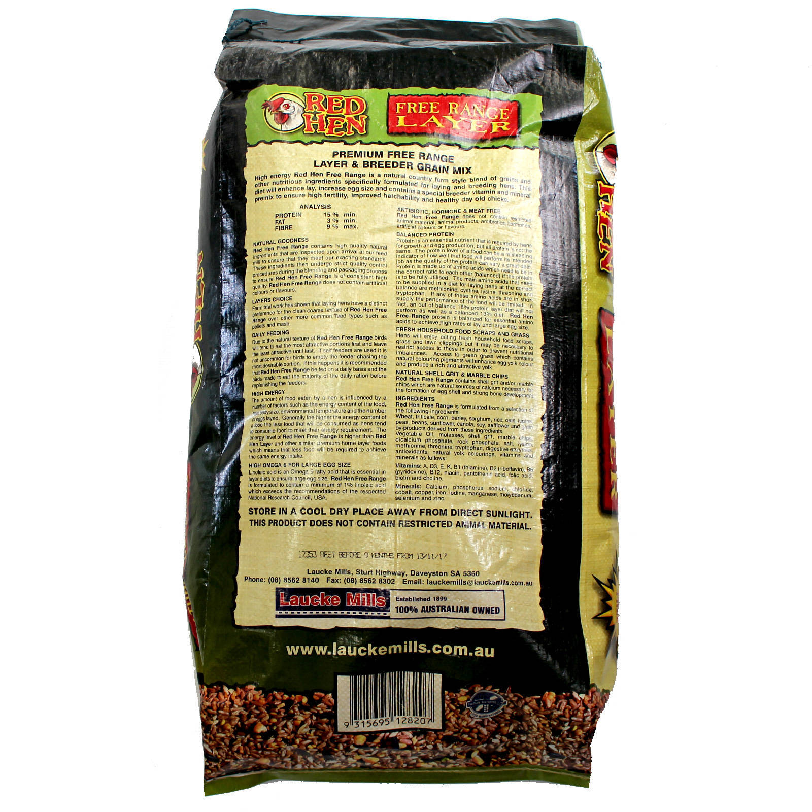 Red Hen Free Range Layer 20kg Poultry Food Whole Grains Nutrition