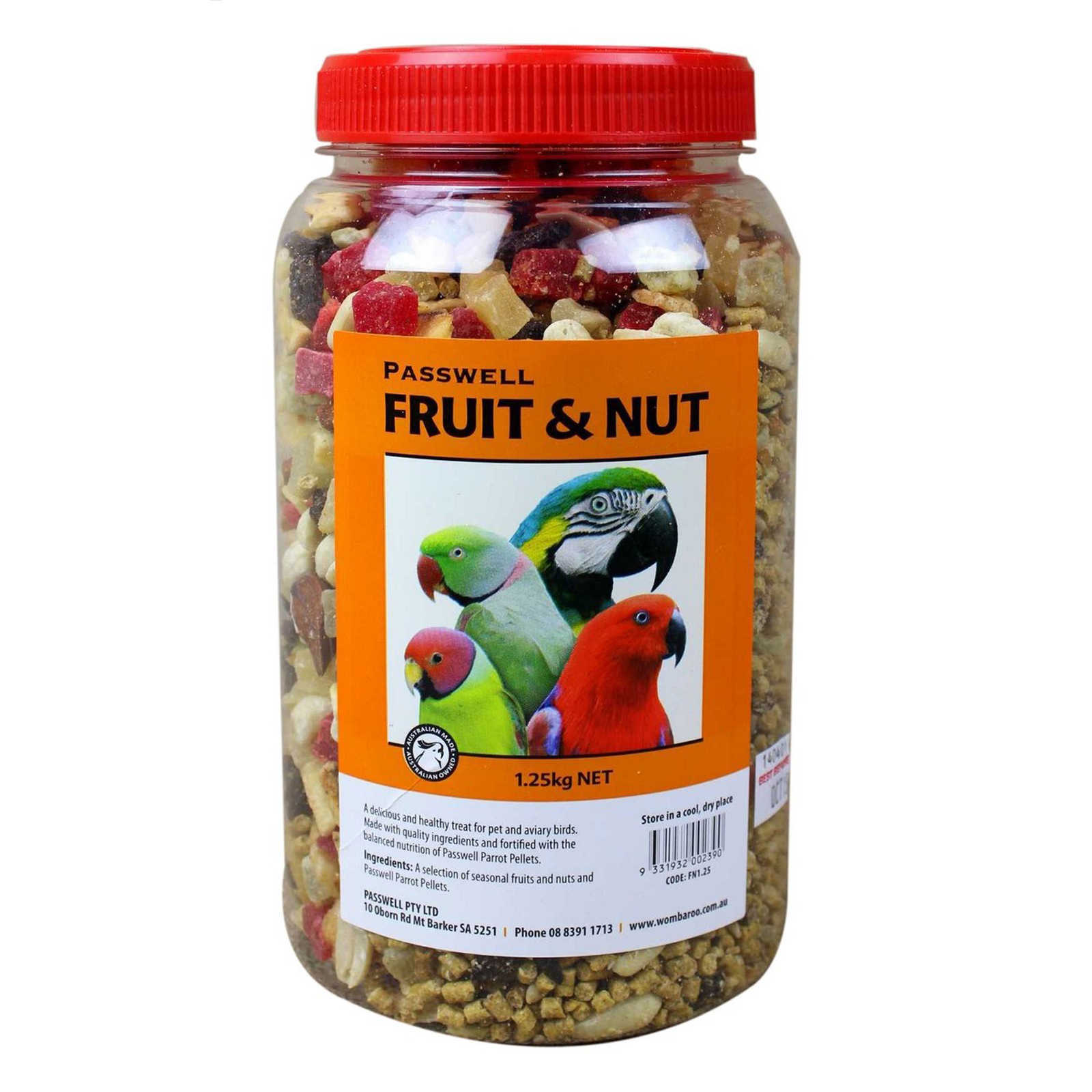 Passwell Fruit and Nut Bird Food Treat Aviary 1.25kg Feed Complete
