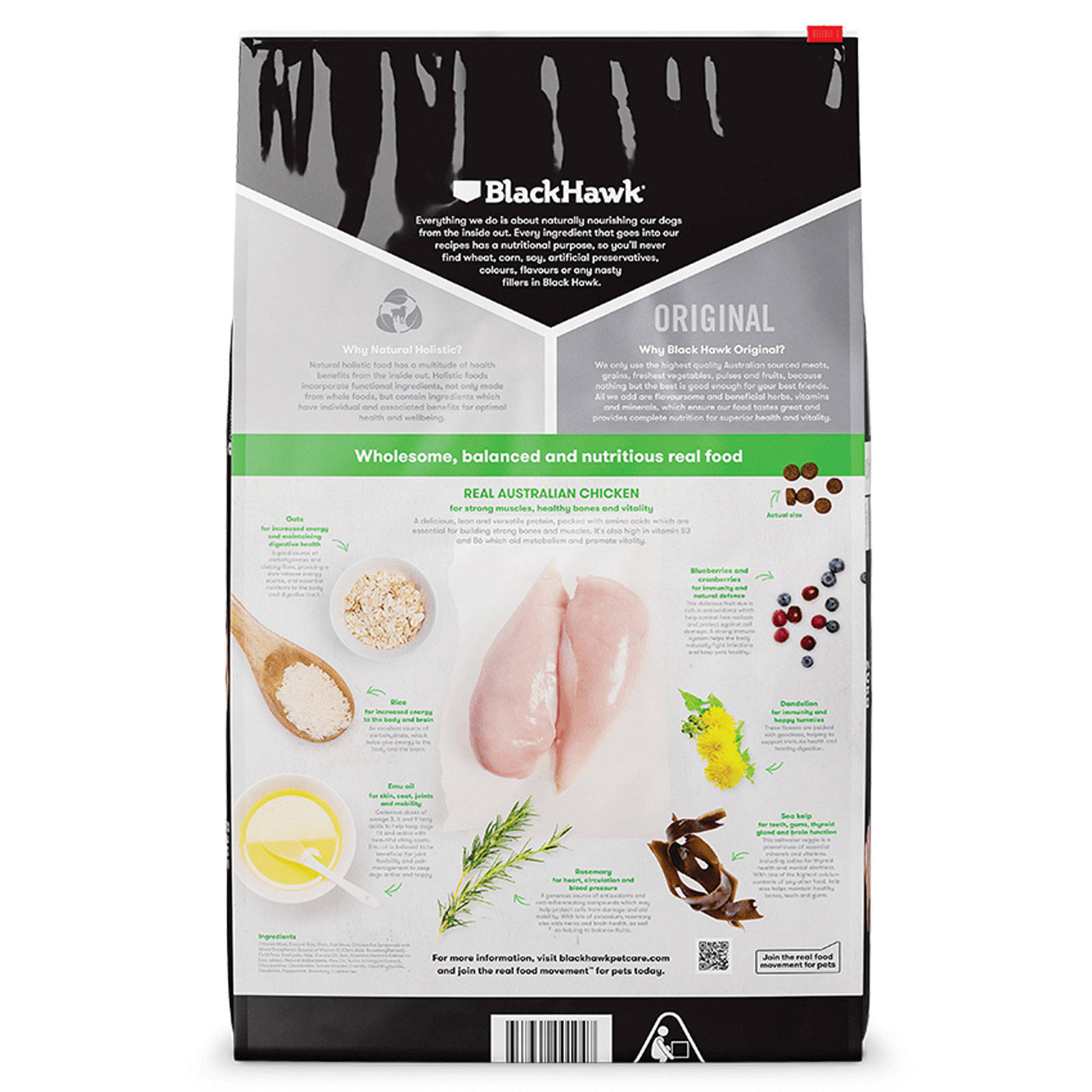 Black Hawk Holistic Adult Dog Food Chicken & Rice 20kg Holistic Australian Made