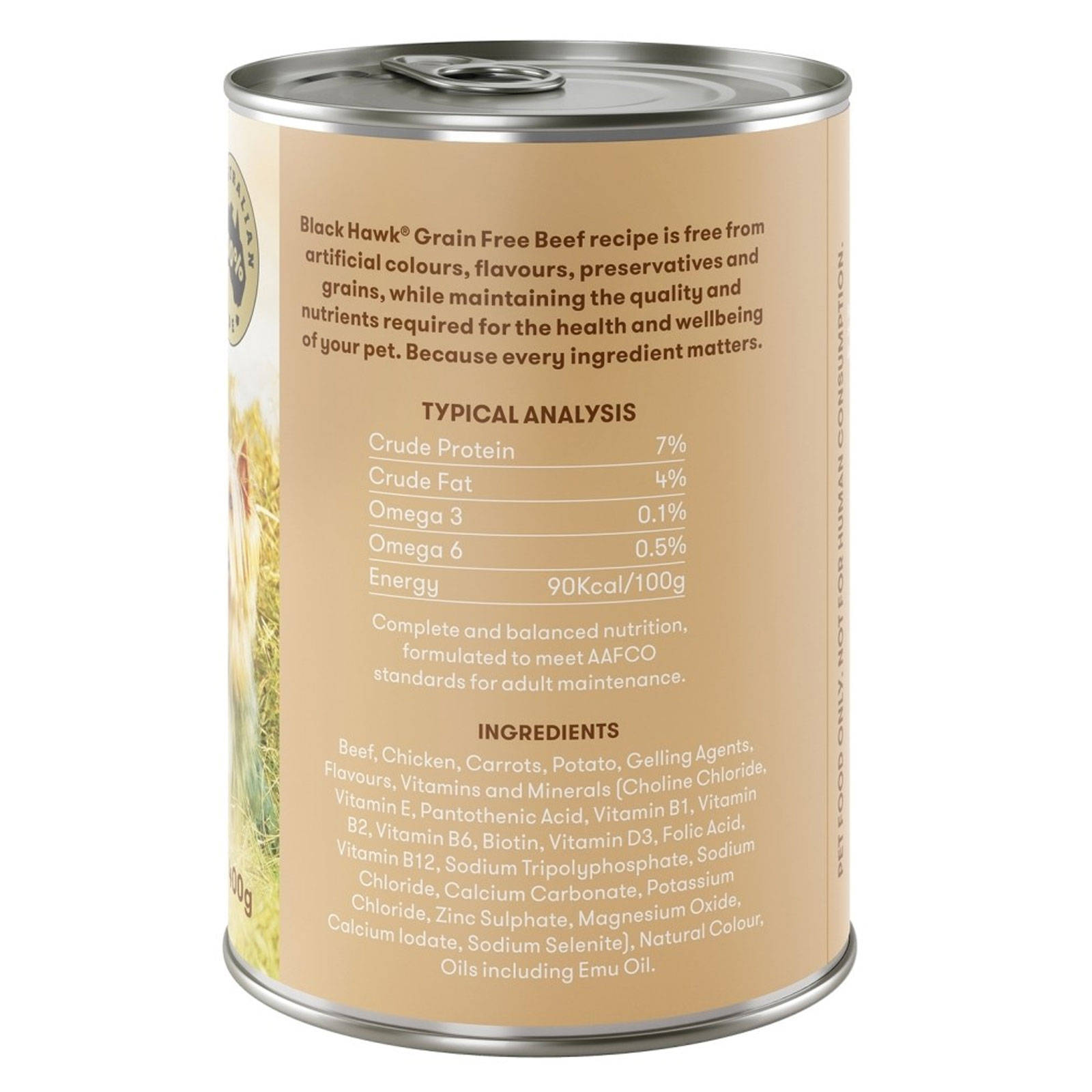 Black Hawk Dog Food Can Beef 400G Australian Made Premium Pet Food Holistic