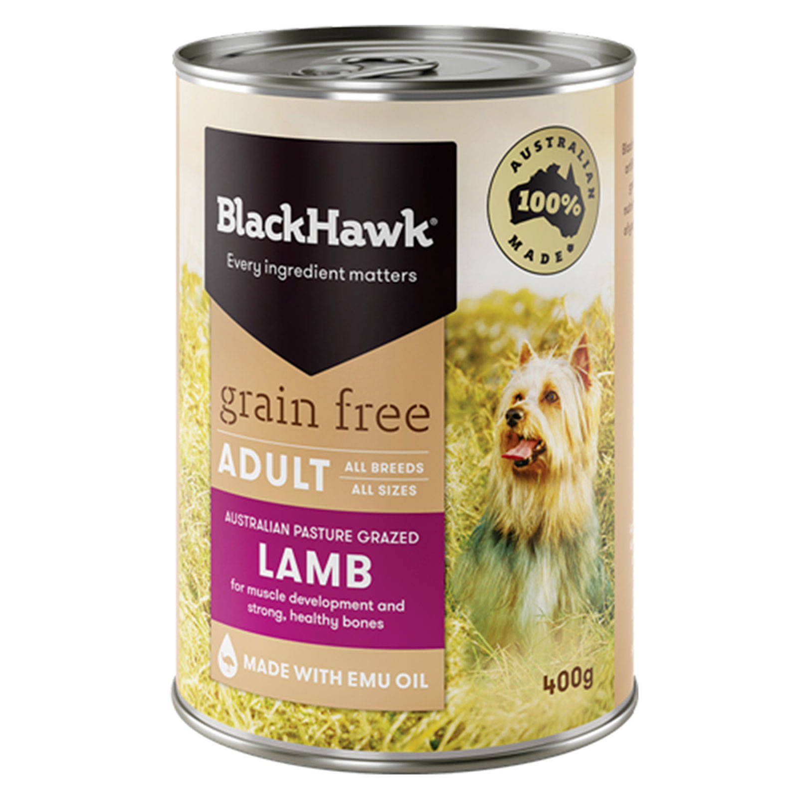 Black Hawk Dog Food Can Lamb 400G Australian Made Premium Pet Food Holistic