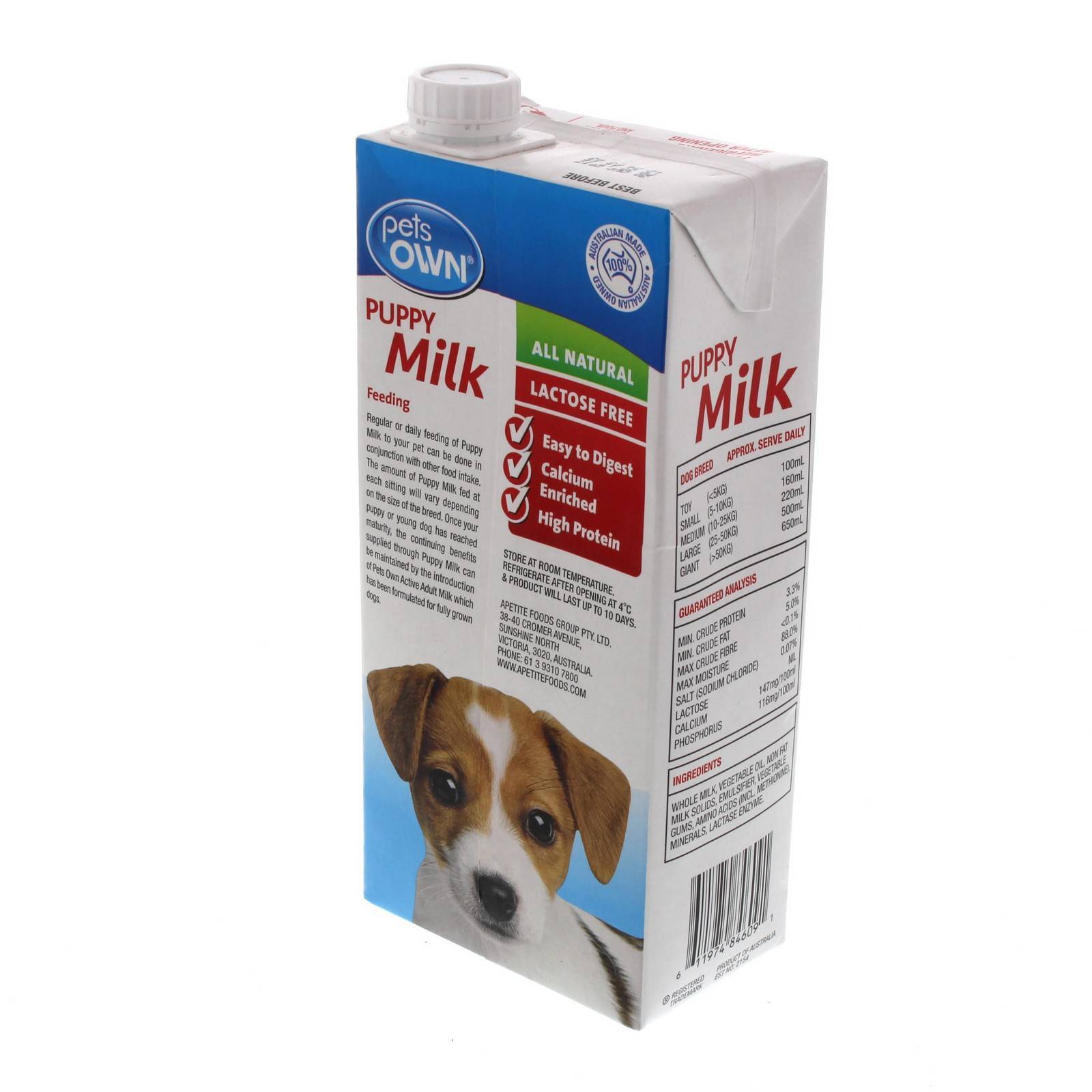 Puppy Milk 1 Litre Pets Own Dog Essential Natural Growth Supplement