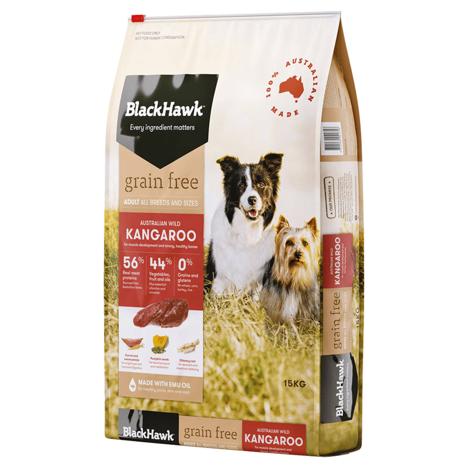 Black Hawk Dog Food Grain Free Kangaroo 15kg Animal Pet Australian Made Premium