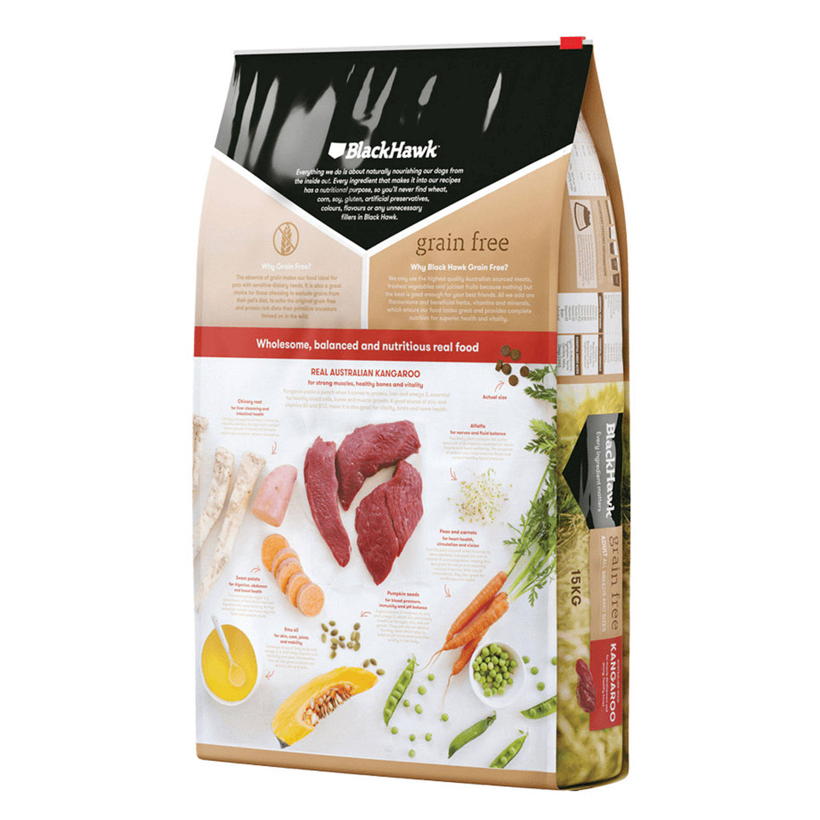 Black Hawk Dog Food Grain Free Kangaroo 15kg Animal Pet Australian Made Premium