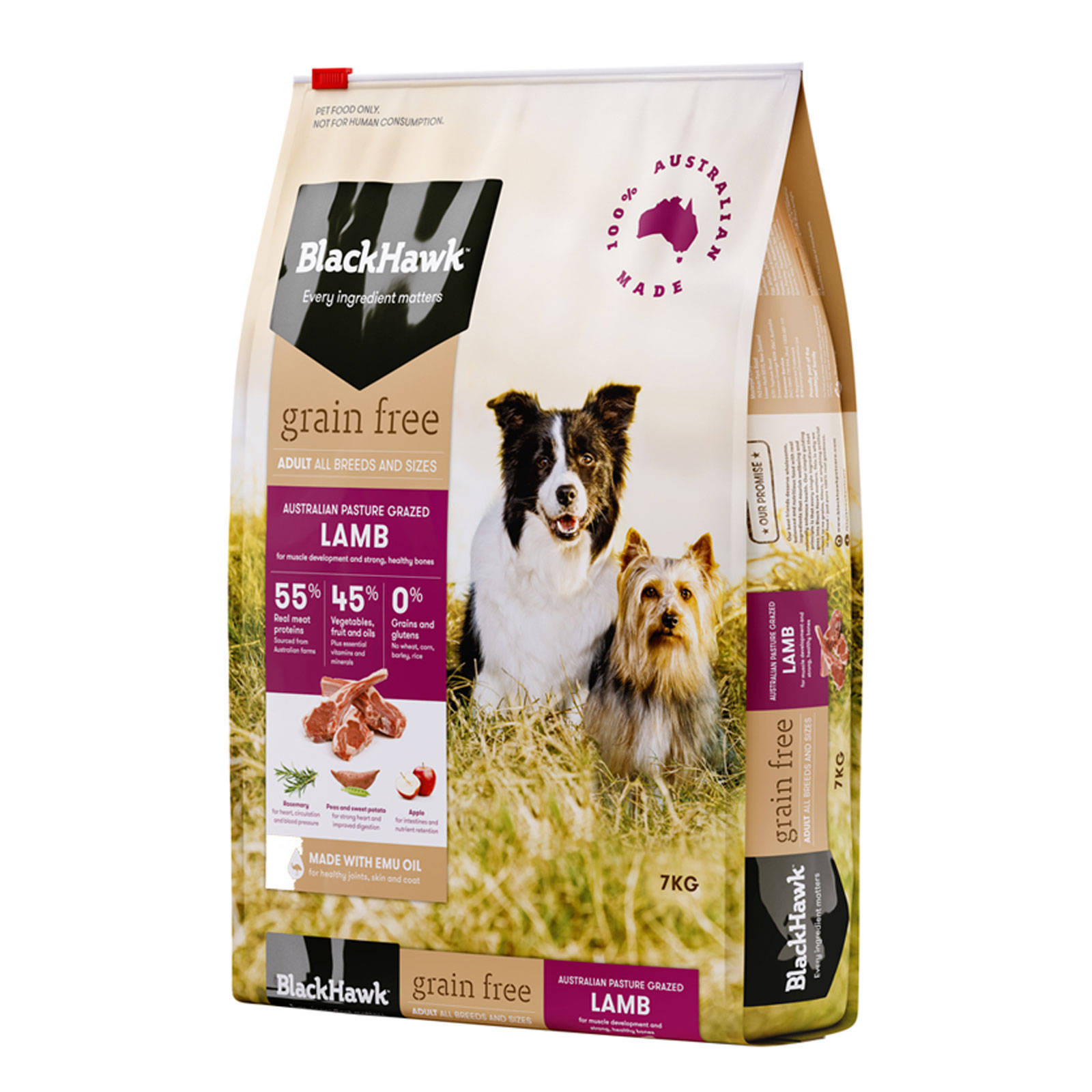 Black Hawk Dog Food Grain Free Lamb 7kg Animal Pet Australian Made