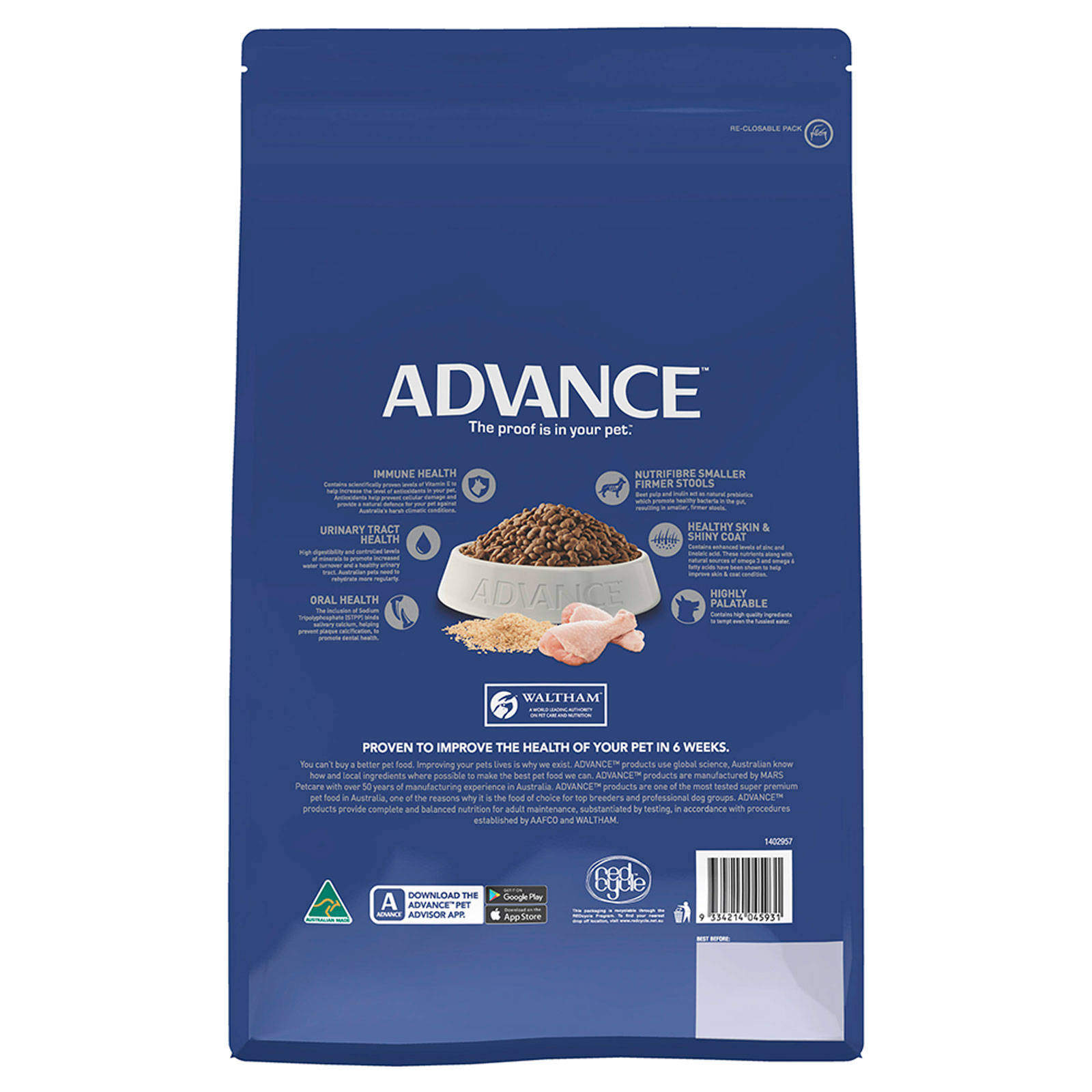 Advance Adult Dog Food Toy Small Breed Chicken 3kg Premium Pet Food Nutrition