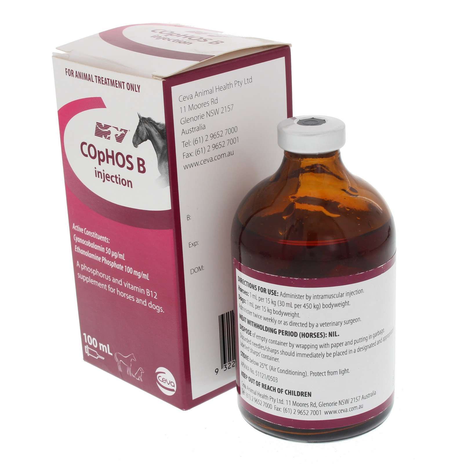 Cophos B Injection Horse Equine Health 100ml Phosphorus Vitamin B12
