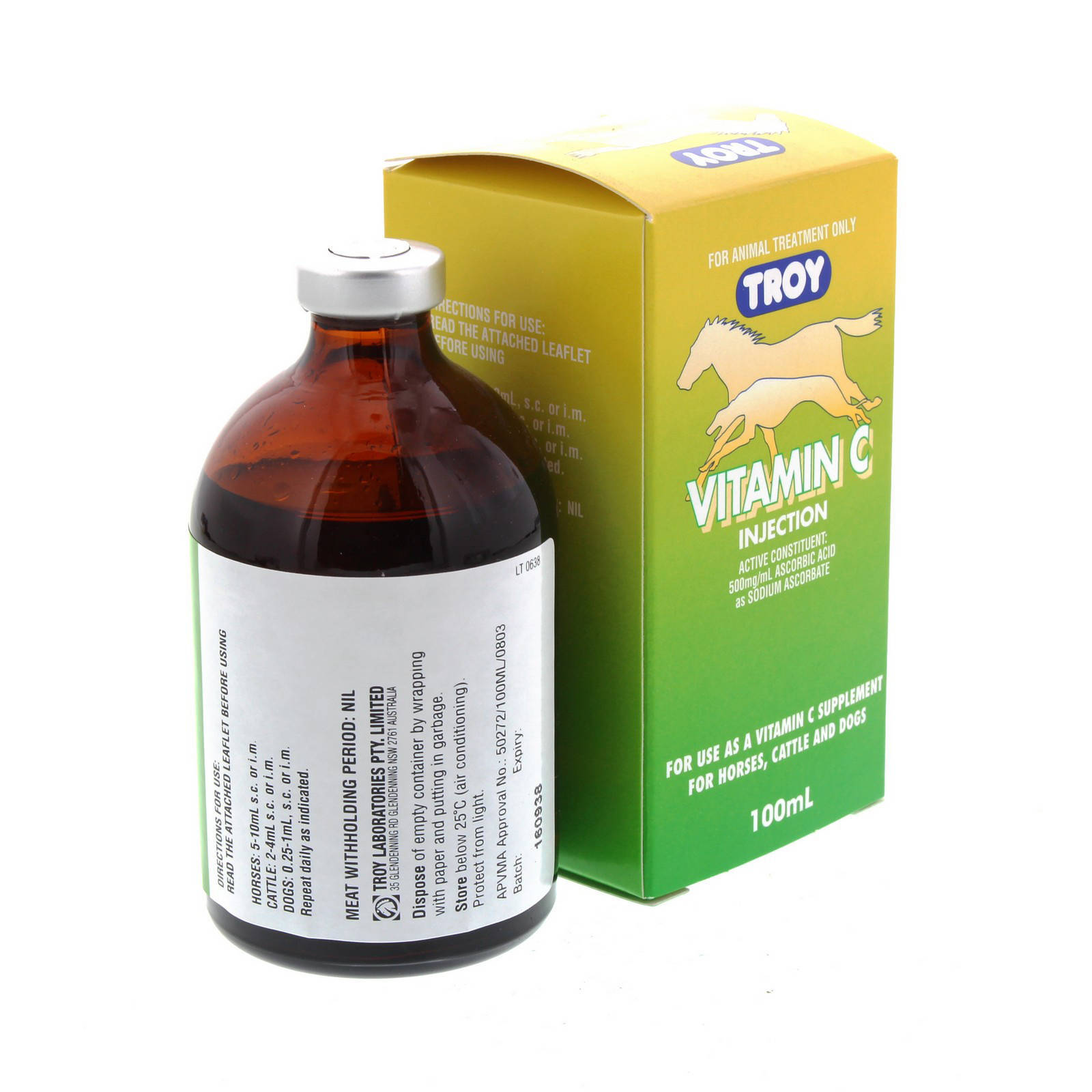 Vitamin C Injection 100ml Troy Horse Equine Health Supplement