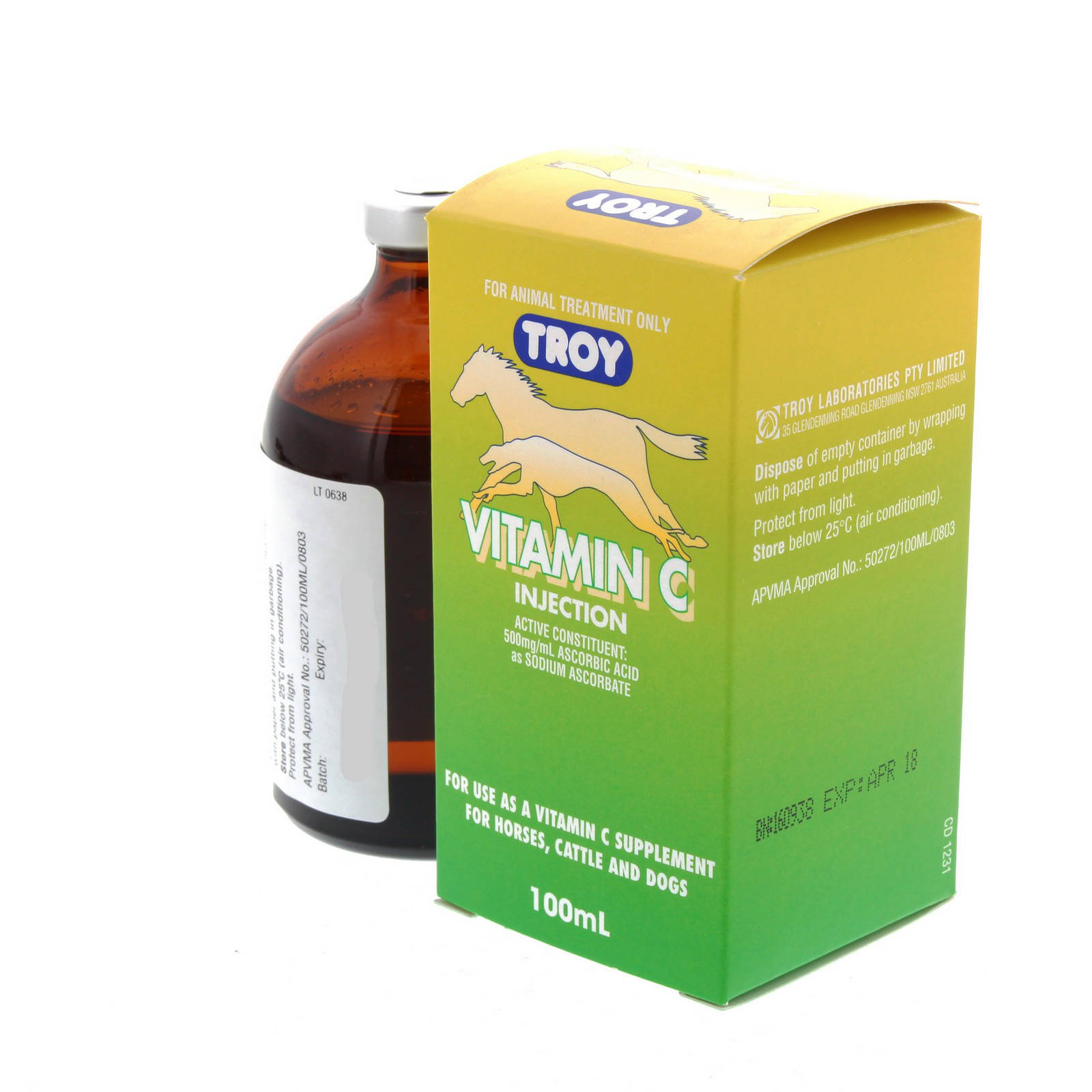 Vitamin C Injection 100ml Troy Horse Equine Health Supplement