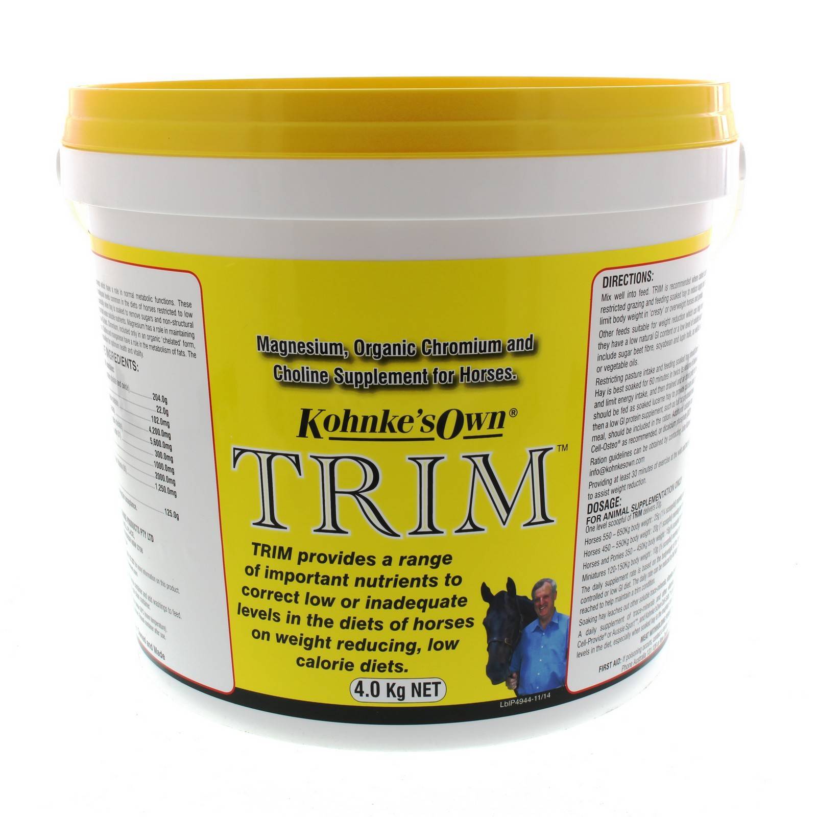 Trim 4kg Kohnke's Own Horse Equine Health Supplement Magnesium Chromium
