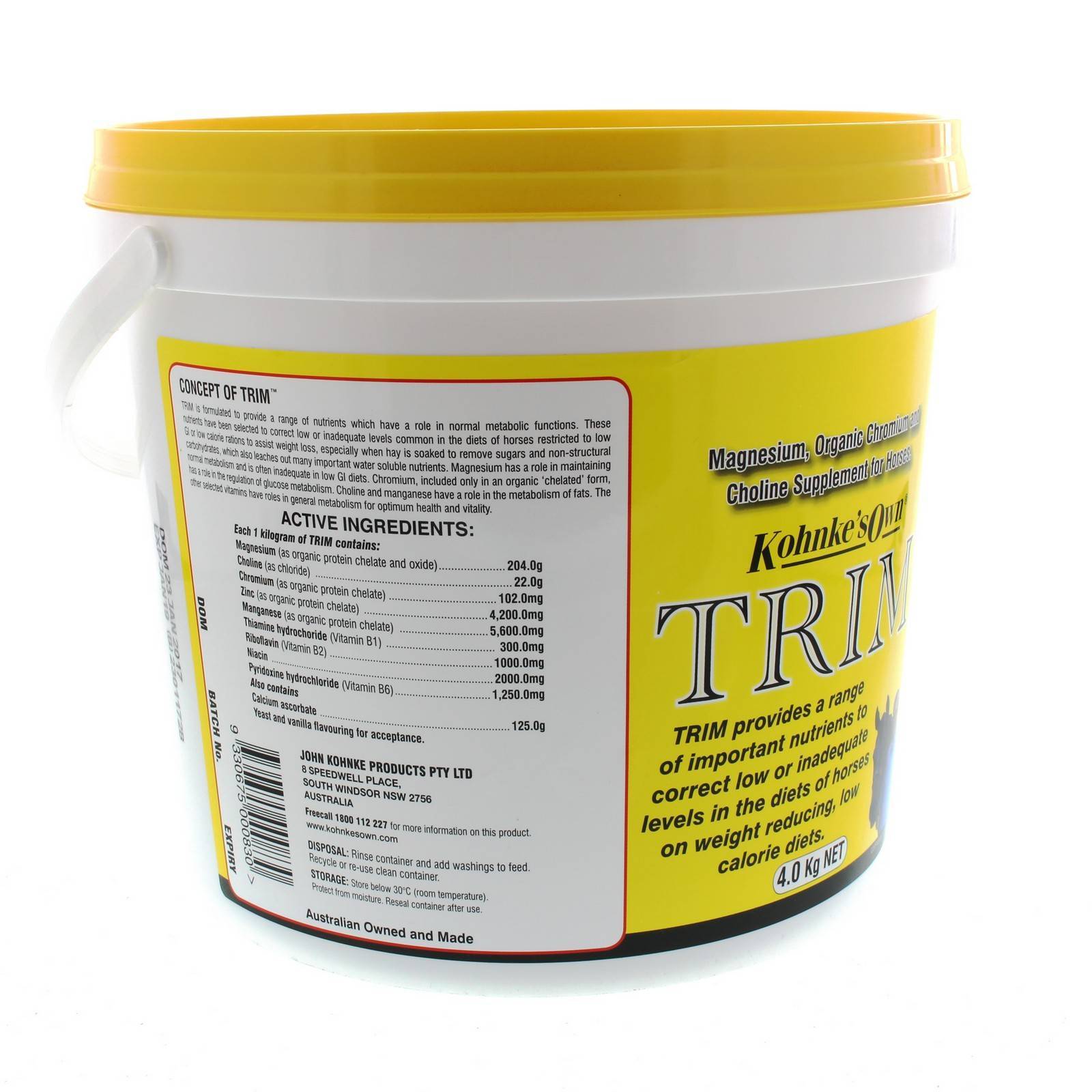 Trim 4kg Kohnke's Own Horse Equine Health Supplement Magnesium Chromium