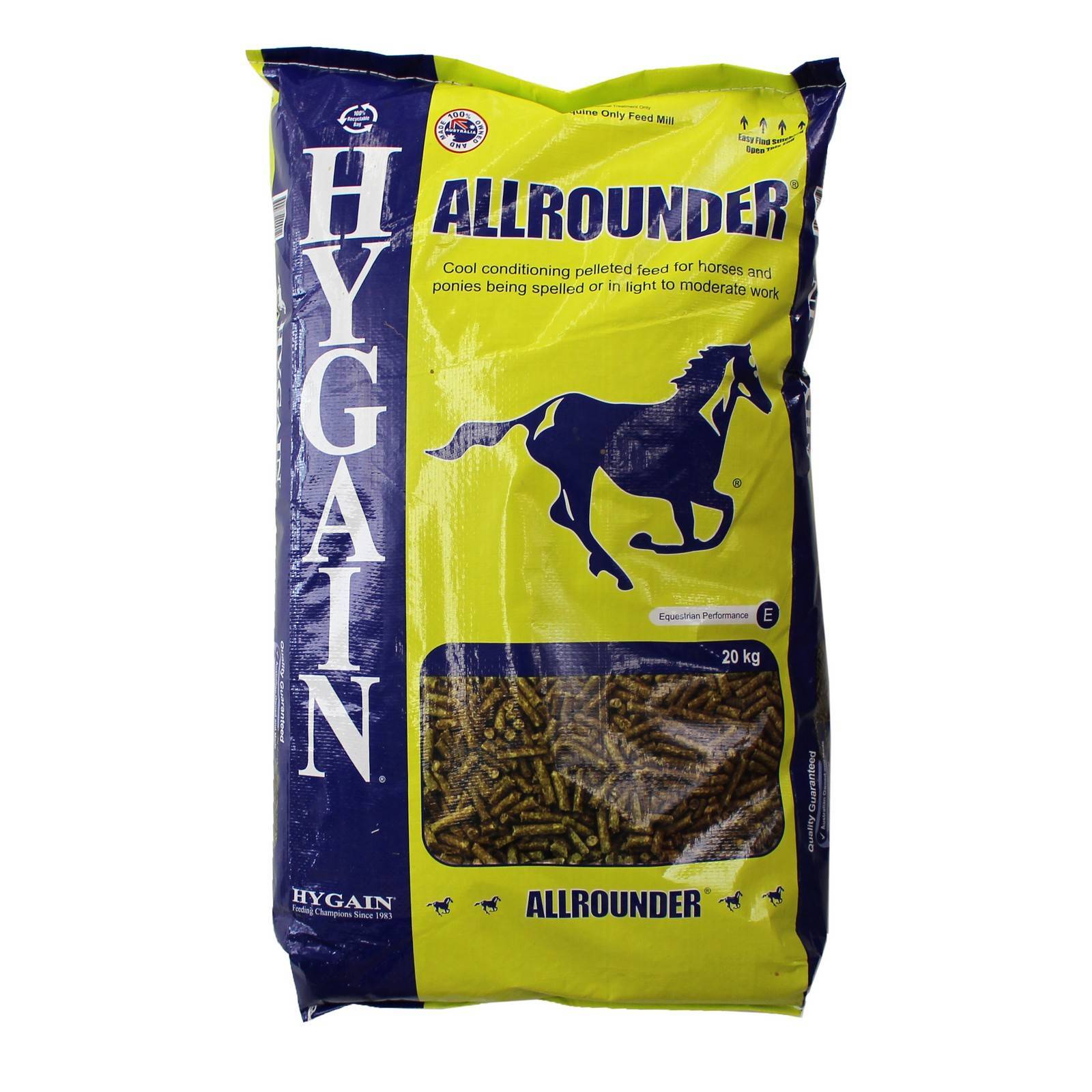 Hygain Allrounder Pelletised Super Fibre Selenium Horse Feed Food 20kg
