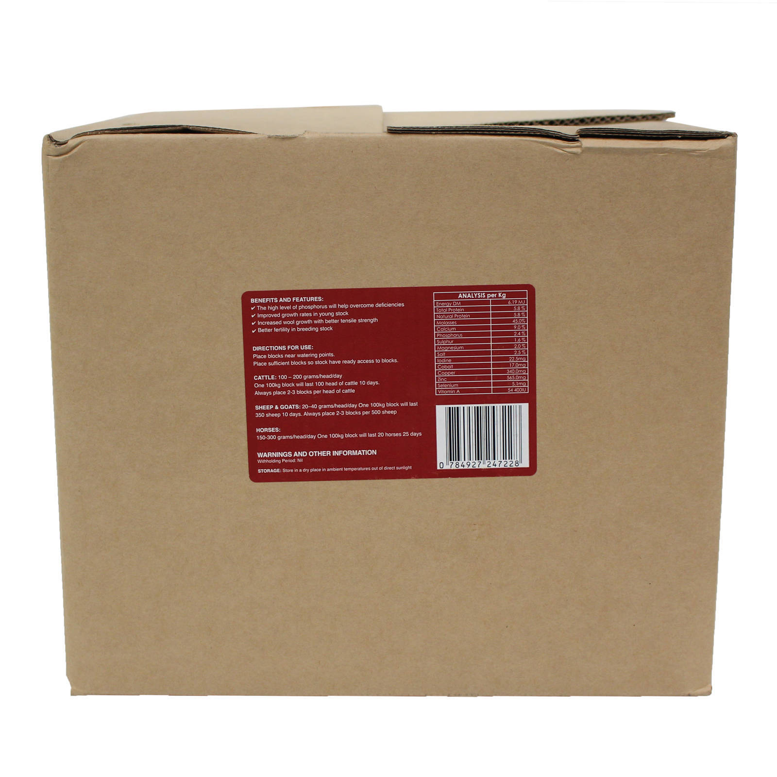 Hobby Farm Lick Block 20kg Molasses Calcium Phosphorus Cattle Horses