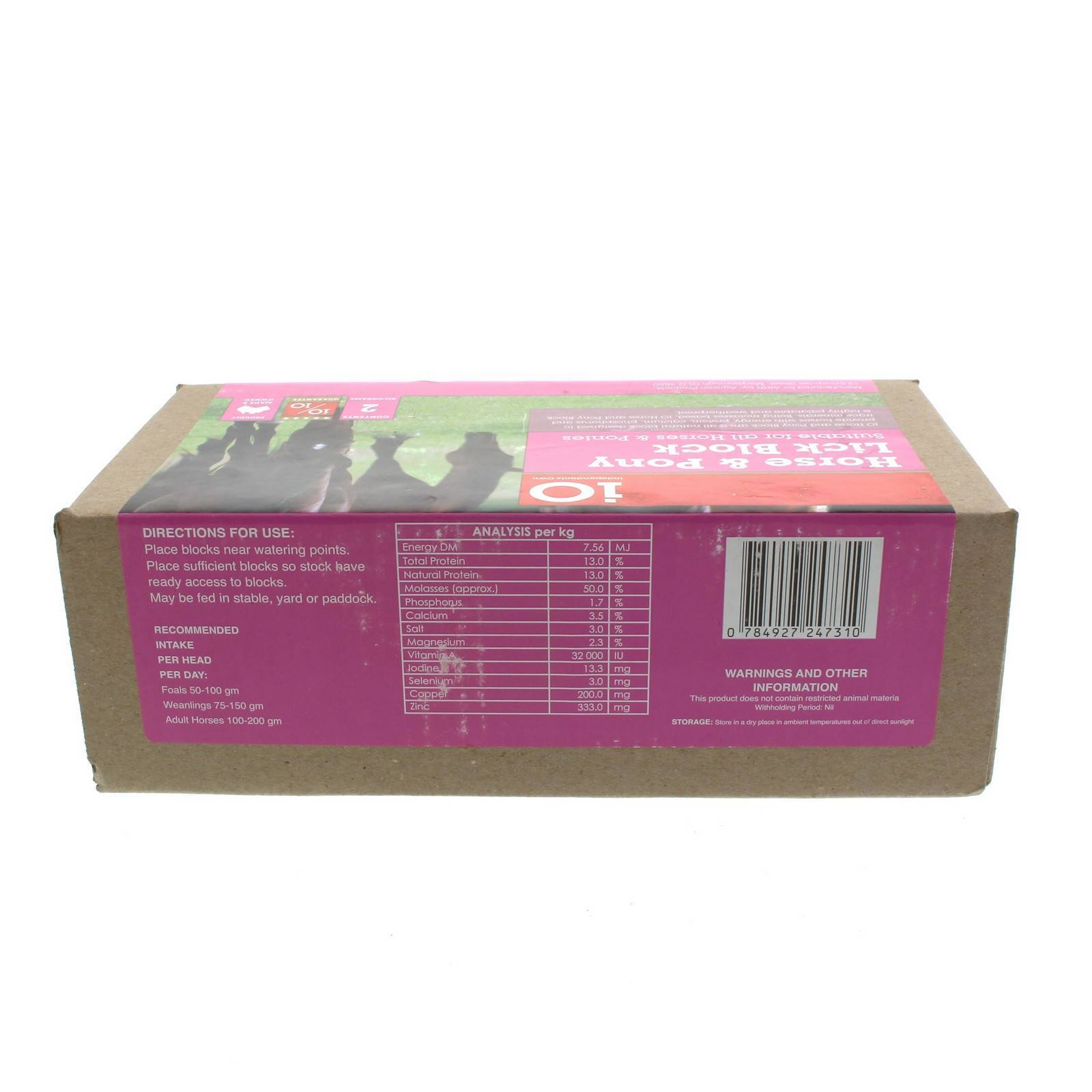 Horse & Pony Lick Block 2kg Natural Energy Protein Calcium Phosphorus