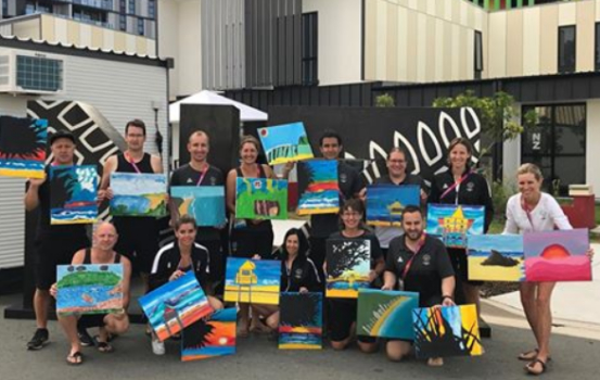 Nz Team Holding Hillcrest Paintings At Atheletes Village