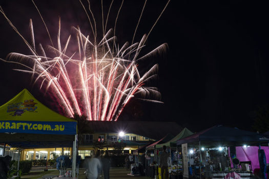 Fireworks Over School Building