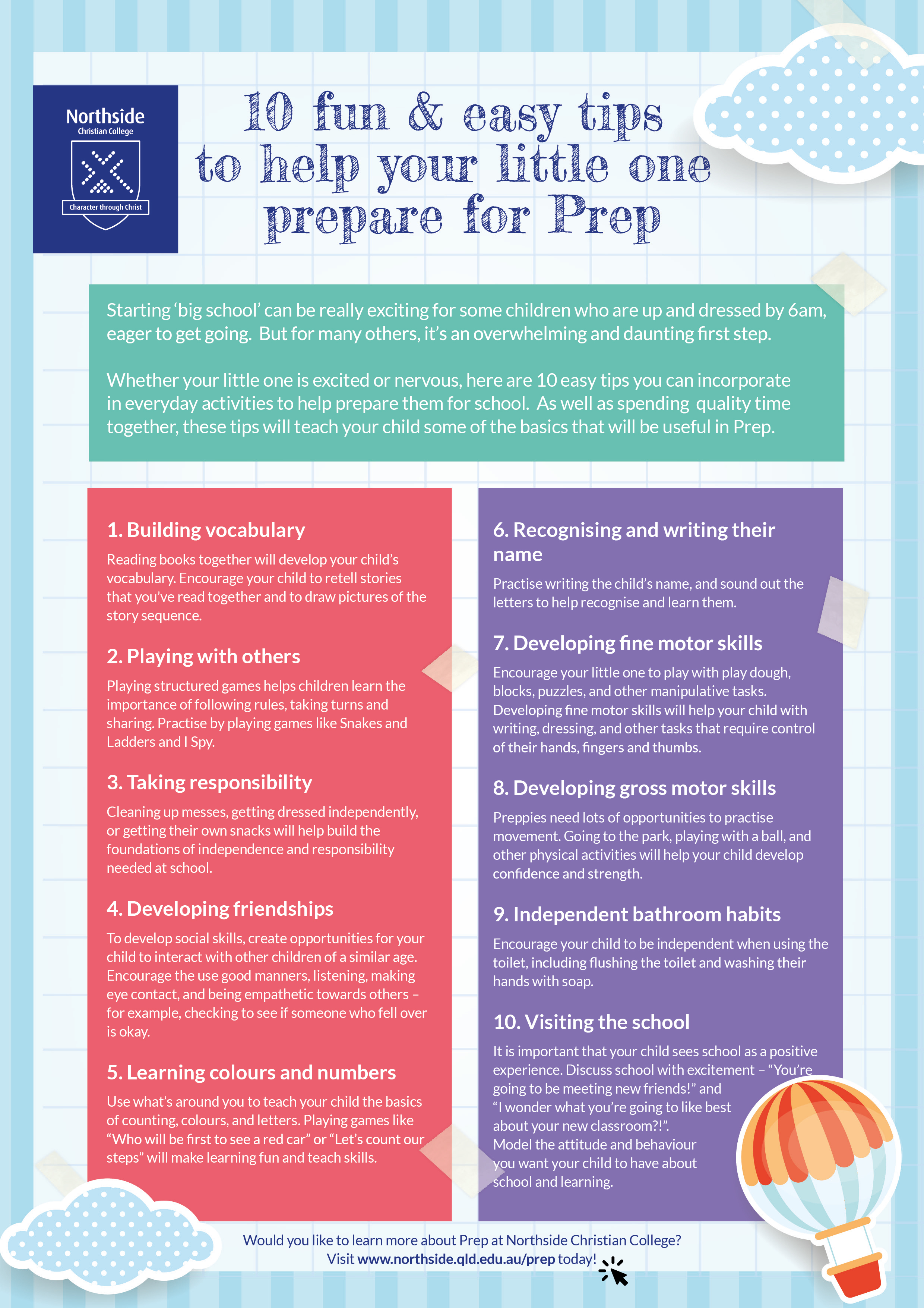 10 Tips to Prepare for Prep - Northside Christian College 10 Tips to Prepare for Prep - Northside Christian College