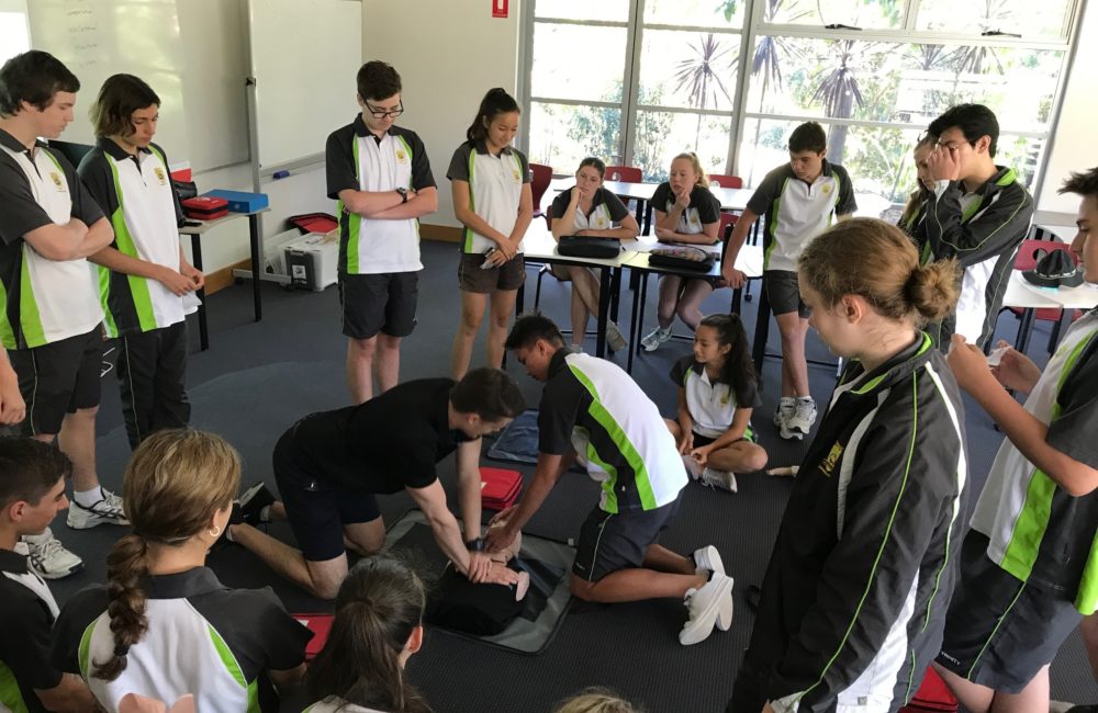 Year 10 Learning CPR to Save Lives