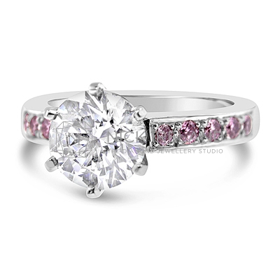DJSP2/ Argyle Pink and White Diamond Engagement Ring