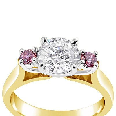 DJSP13/ 18ct Yellow gold Argyle Pink 3 stone