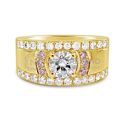 DJSP27/ 18ct Yellow gold Argyle Pink and White Diamond Ring