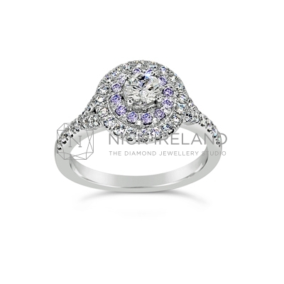DJSP/49 18ct White Gold Argyle Blue Violet Halo Ring