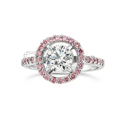 DJSP/45 18ct White Gold Argyle Pink Diamond Halo