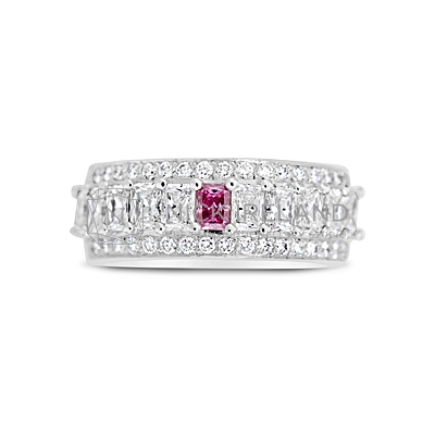 DJSP25/ Platinum Argyle Pink and White Diamond Wedding Ring