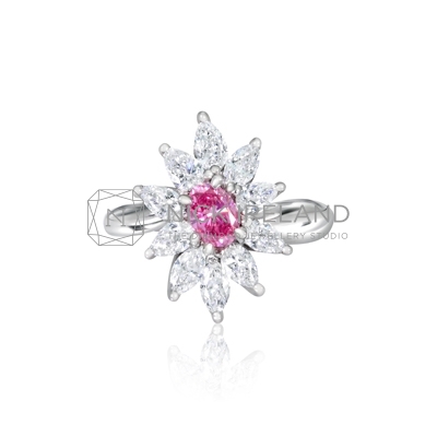DJSP53/Platinum Oval Pink Diamond Ring