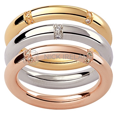 GW11/ 18ct Multi Colour diamond set Mens wedding rings