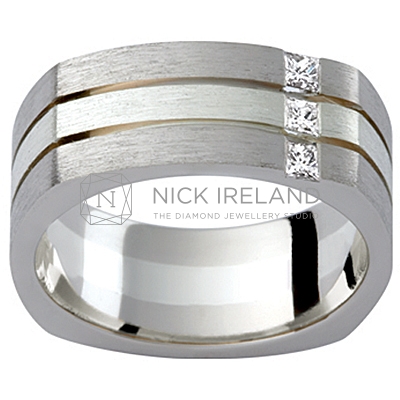 GW21 / 18ct and 9ct Diamond set gents wedding ring