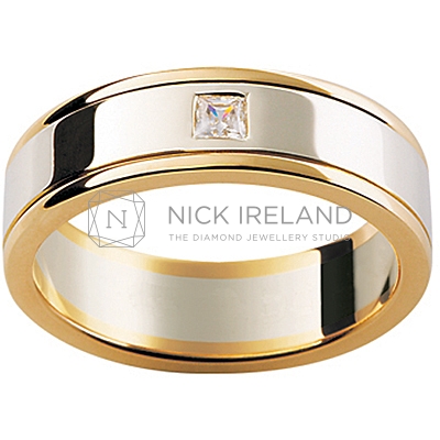 GW3 / 18ct White and Yellow gold diamond set wedding ring