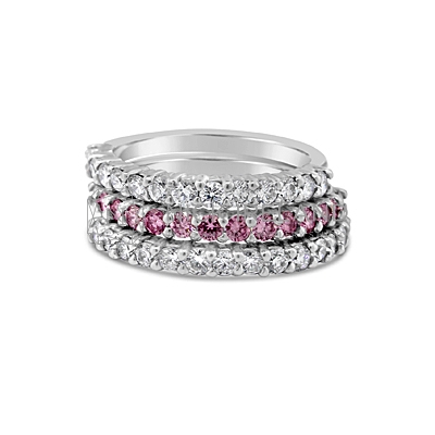 DWR4/ Platinum Argyle Pink and White Diamond Wedding Rings