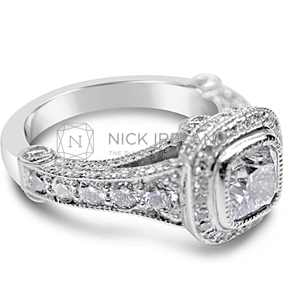 FSDR12/ Platinum 1ct Cushion Cut Diamond Ring
